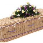 Curved and Willow Casket in Weather Beaten Gold with Purple Bands