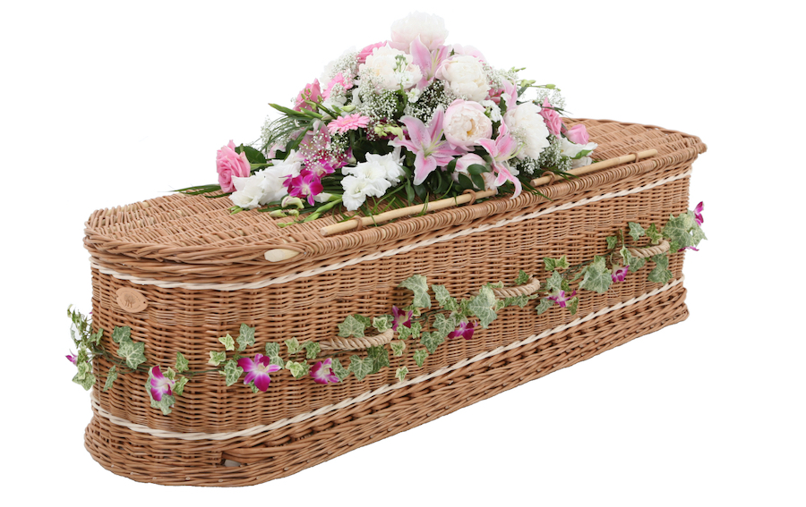 Curved End Casket in Buff Willow with Cream Bands