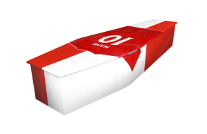 Red & White Traditional Coffin